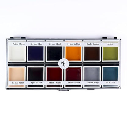 12-Color Zombie Alcohol-Activated Palette, Professional Quick Drying Waterproof SFX Makeup for the Stage, Film, Halloween, & Cosplay