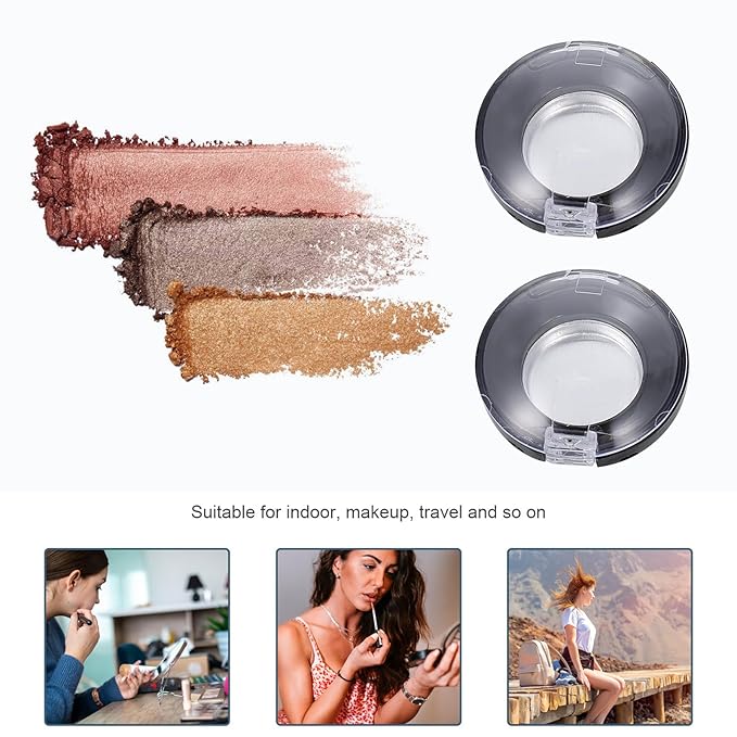 Round Eyeshadow Cases : 8pcs Empty Makeup Eyeshadow Box Travel Eyeshadow Boxes Round Compact Blushes Highlighters Eyeshadow Makeup Organizer Cosmetic Containers with Tin Liner