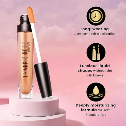 Frankie Rose Cosmetics Lip Gloss | Non-Sticky, Long Lasting, Hydrating & Bold Pigment, So Fetch Shimmer, 20g