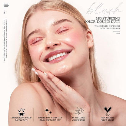 Cream Blush for Cheeks, Face Makeup, Hydrating, Lightweight, Blendable Color Vegan & Cica Tiger Grass Color Correcting Treatment Reduces Redness, Long-Wearing Coverage