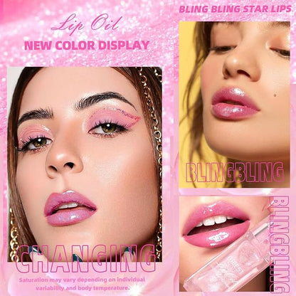 Hydrating Lip Gloss Transparent Lip Care,Magic Color Changing Moisturizing Lip Glow Oil Plumping Glimmer Glow Lipstick, Long Lasting Non-sticky Fresh Texture Lip Oil(Q2394-2#Change Color)