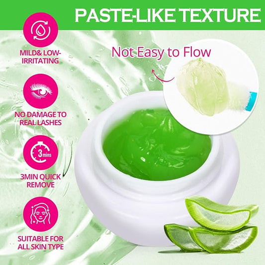 ARISON LASHES Lash Remover For Eyelash Extension Cream Remover Low Irritation Cream Remover for Sensitive Skin Fast Dissolution Professional Eyelash Extensions Salon Use(Aloe)