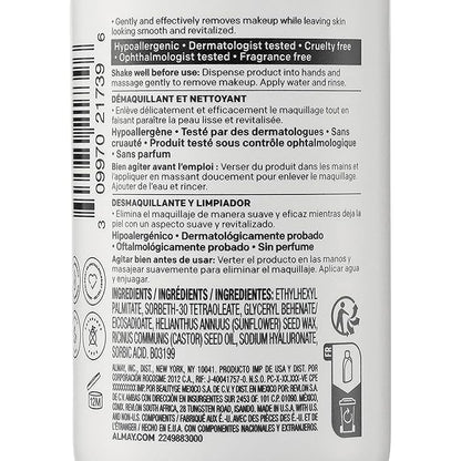 Almay Moisturizing Makeup Remover, Dermatologist Tested and Fragrance-Free, Hypoallergenic Cleanser, Removes Regular and Longwear Formulas, 4 Fl Oz (1 Pack)