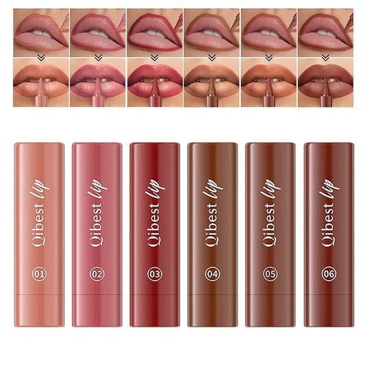 6 Colors 2-in-1 Lip liner and Lipstick Set, Matte Lipstick Crayon Lip Liner Pencil, High Pigmented Smooth Creamy Long Lasting Waterproof Lipstick