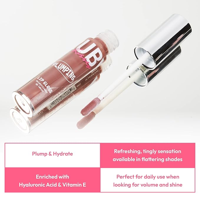 Ruby Kisses Plumping Lip Gloss – Hydrating, Voluminous, High-Shine, Cruelty-Free Lip Plumper, Smoothing, Instinct Lip Maximizer, 4 Colors, 0.15 FL oz. (Nude)