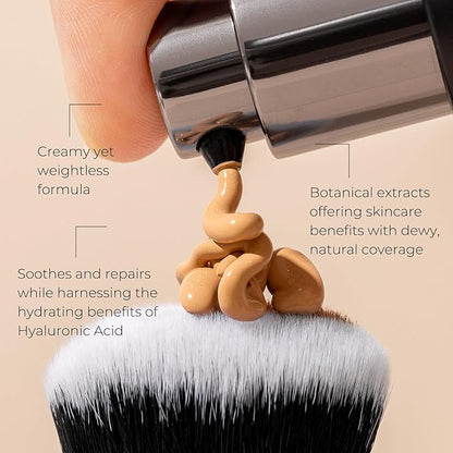 INIKA Organic Full Coverage Liquid Foundation Makeup with Hyaluronic Acid and Argan Oil, Vegan and Organic Foundation for Skin Elasticity and Plumpness, Natural Coverage, Honey, 30ml