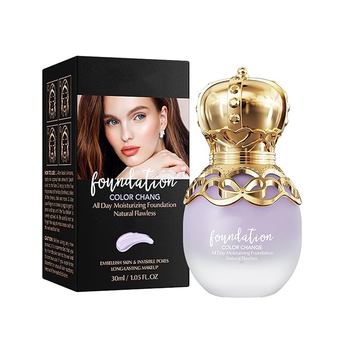 Color Changing Foundation High Coverage Long-Lasting Moisturizing Self Adjusting Foundation BB Cream Suitable for All Skin Types 1.05Oz Natural Colour