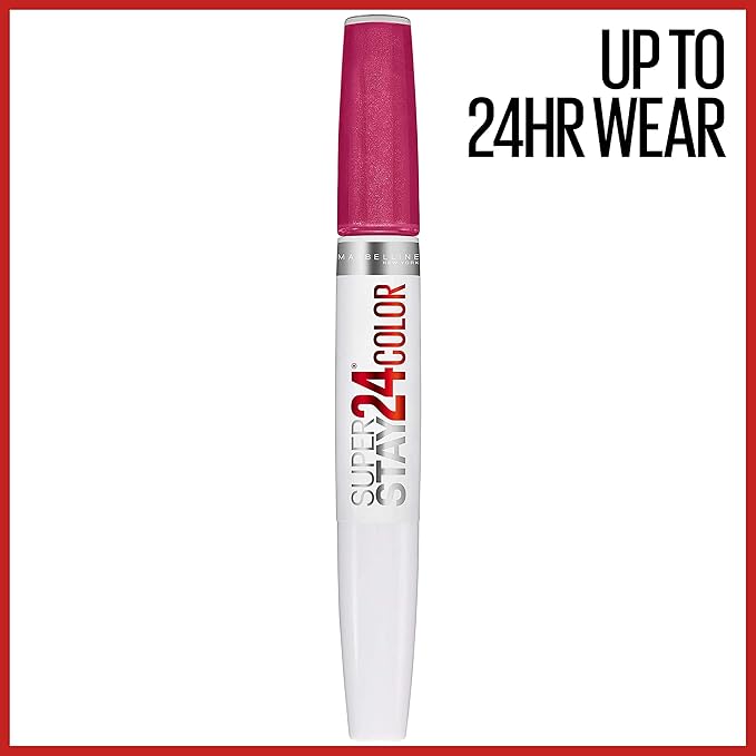 Maybelline Super Stay 24, 2-Step Liquid Lipstick Makeup, Long Lasting Highly Pigmented Color with Moisturizing Balm, 24/7 Fuchsia, Pink, 1 Count
