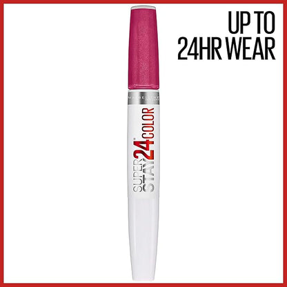 Maybelline Super Stay 24, 2-Step Liquid Lipstick Makeup, Long Lasting Highly Pigmented Color with Moisturizing Balm, 24/7 Fuchsia, Pink, 1 Count