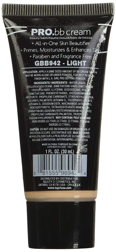 L.A. Girl HD PRO.BB Cream, Light GBB942