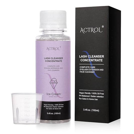 Eyelash Shampoo Concentrate 100ml Lash Extensions Cleanser Concentrate Ice-cream Foaming Shampoo Paraben & Sulfate Free Wash for Extensions Lashes with Salon Home Care-Makes 60ml Bottles