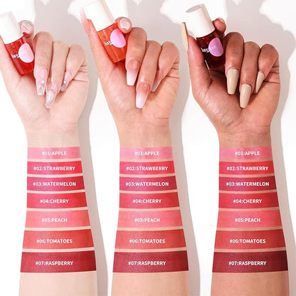 Lip Tint Stain Set, Korean Water Tint Lightweight Non-sticky, Waterproof Long Lasting Liquid Blush & Lip Stain, Transfer-Proof, Matte Finish Lip Color Makeup (fruit platter)