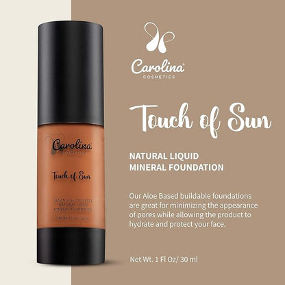 Plant-Based Foundation in Touch of Sun Shade - Hydrating, Pore-Minimizing & Buildable Coverage - Vegan, Non-GMO, Gluten-Free, Paraben-Free - Sun Protection - 1Fl Oz