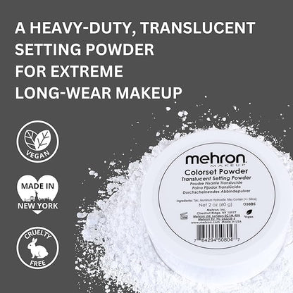 Mehron Makeup Colorset Powder | Translucent Setting Powder | Special Effects, Halloween, & Film 2 oz (60 g)