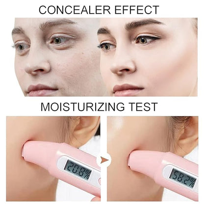 1PCS Mushroom Head Air Cushion CC Cream,CAHIUYOA BB Cream Foundation Full Coverage Concealer Long Lasting Liquid Matte Makeup Foundation with Mushroom Makeup Sponge-Ivory