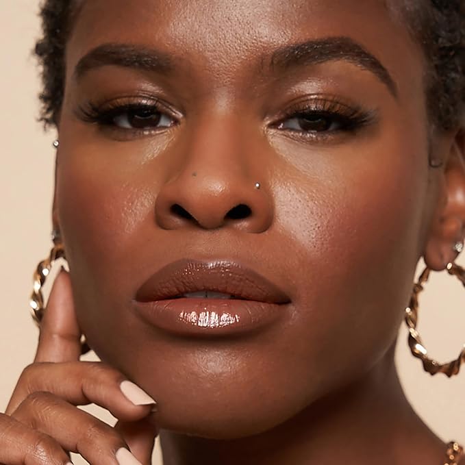 The Lip Bar Vegan Non-Sticky Lip Gloss, with Hydrating Shea Butter for a Lightweight, High Shine Finish, Headliner - Warm Terracotta Brown