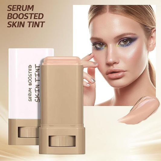 Beauty Balm Serum Boosted Skin Tint, Solid Tinted Moisturizing Serum Foundation Stick, Buildable Medium-to-Full Coverage Contour Stick for Face Makeup (#05)