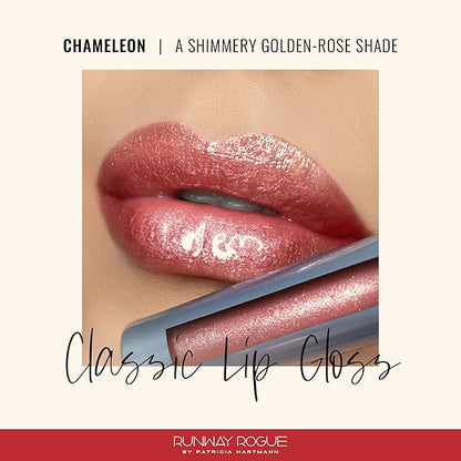 Runway Rogue Classic Lip Gloss, Golden-Rose Semi-Sheer Hydrating Lip Gloss, ‘Chameleon’