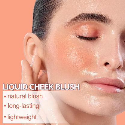 Boobeen Soft Liquid Blush Tint Cheek Blusher, Cream Blush Face Makeup with Cushion Applicator, Long Lasting, Moisturizing, Leaving a Matte Dewy Makeup Look