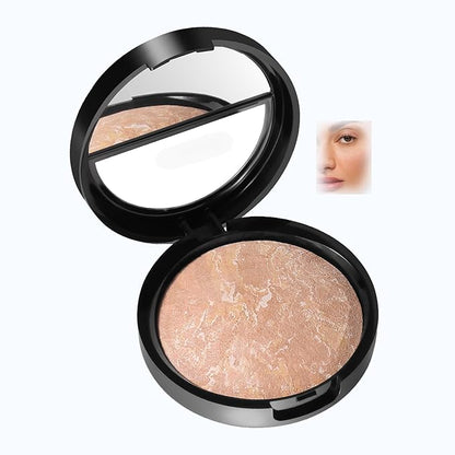 AKARY Baked Powder Foundation, Oil Control Correcting Foundation, Buildable Light to Medium Coverage - Demi-Matte Natural Finish Smooth Lightweight Setting Powder Palette, 03 Light Beige