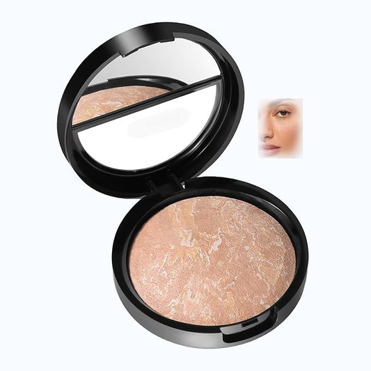 AKARY Baked Powder Foundation, Oil Control Correcting Foundation, Buildable Light to Medium Coverage - Demi-Matte Natural Finish Smooth Lightweight Setting Powder Palette, 03 Light Beige