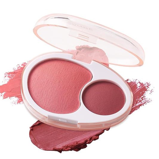 UCANBE Cream Dual Blush for Cheeks: Lightweight Highly Pigmented Blush - Smooth Natural Blush Palette - Long-lasting All-Day Face Makeup Blush（04#Ruby）