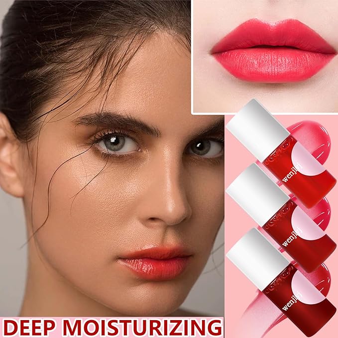 3 Colors Lip Tint Stain Set,Mini Velvet Lip Tint Watery Lip Stain Long Lasting Waterproof Moisturizing Lip & Cheek Tint,Hydrating,Natural Glossy Liquid Lipstick Lip Gloss Kits for Women(Set 02,03,04)