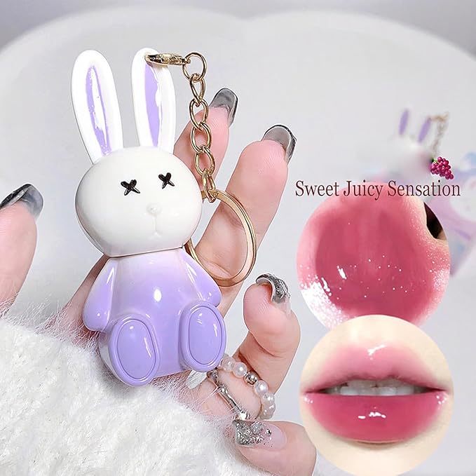 6pcs Bunny Rabbit Lip Gloss Liquid Lipsticks Set,Moisturizing Hydrating Lip Glow Oil Shine Lip Plumping Glass Waterproof Finish Party Gift for Women Girls