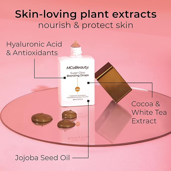 MCoBeauty Super Glow Bronzing and Blush Drops in Peach Pink, Sun-Kissed Healthy Glow for Hydrated Radiance, Pack of 2, Vegan, Cruelty Free Cosmetics