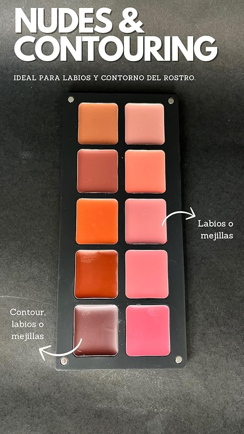 Cheeks & Lip Palette | Lipstick and Blush | Cream Formula | Reusable Magnetic Case | For All Skin Types (Coffe, Nude)