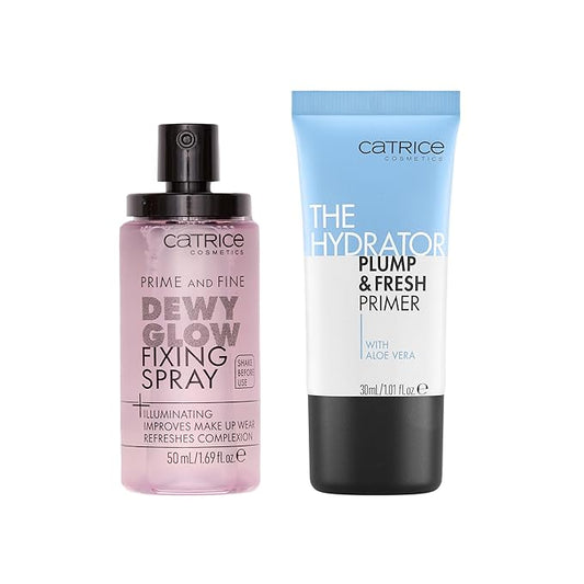 Catrice | Prime & Fine Illuminating & Dewy Glow Spray Bundle Hydrator Primer | Full Coverage Makeup | Vegan & Cruelty Free