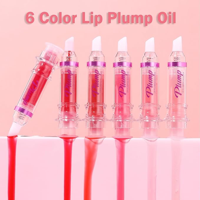 6 Colors Lip Plumper, Hydrating & Smooth Wrinkles, Enhancing Plump Effect for Fuller Lips, High Shine Glaze, Long Lasting Nourishing for Women Girls (# 02)