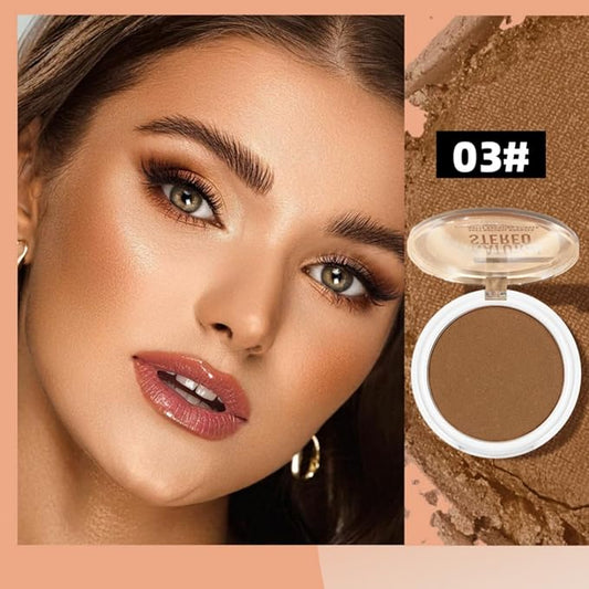 MAEPEOR Matte Bronzer Powder 6 Colors Buildable Natural Contour Bronzer Long Lasting Sweat Proof Face Bronzered Powder (Color 03)
