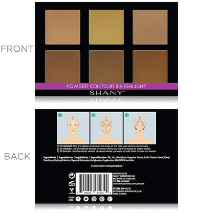 SHANY Powder Contour & Highlight Makeup Palette with Mirror - 6 Color Contour Palette - CONTOUR