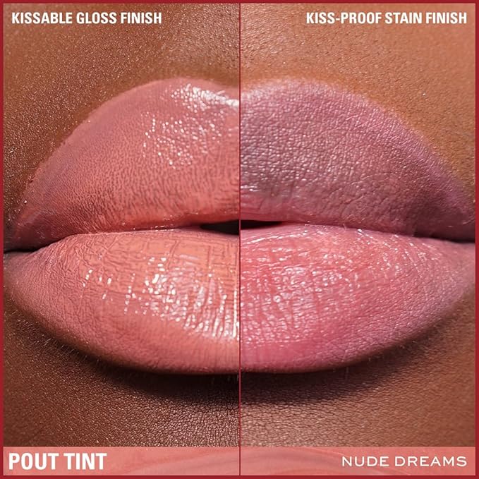 Makeup Revolution, Pout Tint Lip Gloss, Lightweight & Buildable Formula, Gloss to Stain Finish, Nude Dreams, 0.1 Fl.Oz.