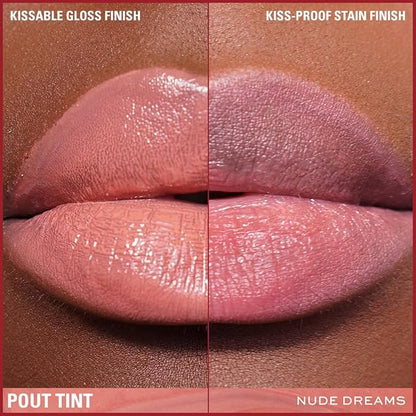 Makeup Revolution, Pout Tint Lip Gloss, Lightweight & Buildable Formula, Gloss to Stain Finish, Nude Dreams, 0.1 Fl.Oz.