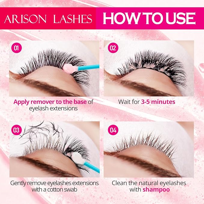 ARISON LASHES Lash Remover For Eyelash Extension Cream Remover Low Irritation Cream Remover for Sensitive Skin Fast Dissolution Professional Eyelash Extensions Salon Use(Rose)
