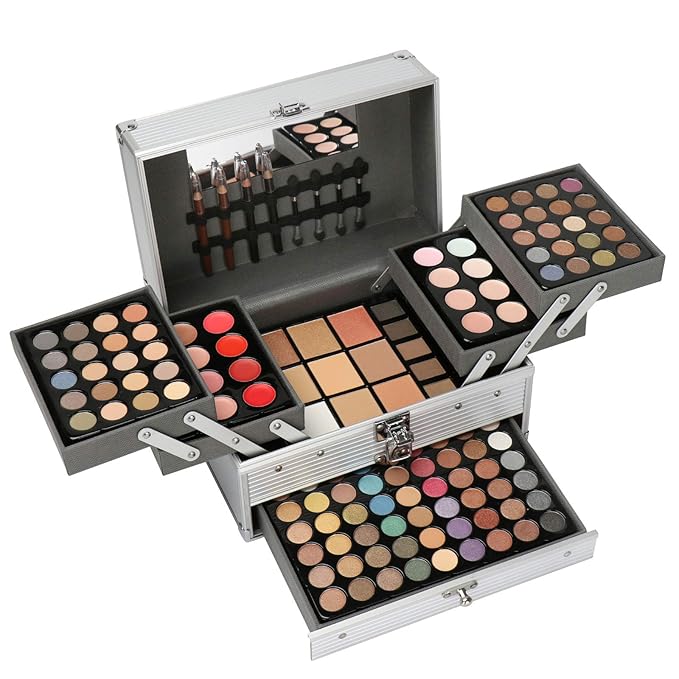 All in One Makeup Kit for Women Full Kit Girls Makeup Gift Sets Xmas Essential Bundle Include Eyeshadow Palette Lipstick Blush Concealer Eyeliner Mascara Foundation Brush Eyebrow Pencil