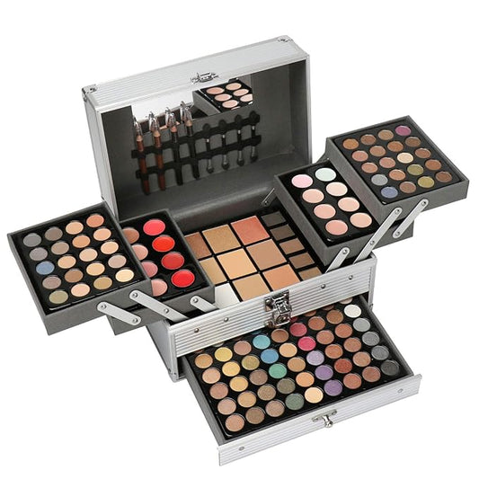All in One Makeup Kit for Women Full Kit Girls Makeup Gift Sets Xmas Essential Bundle Include Eyeshadow Palette Lipstick Blush Concealer Eyeliner Mascara Foundation Brush Eyebrow Pencil