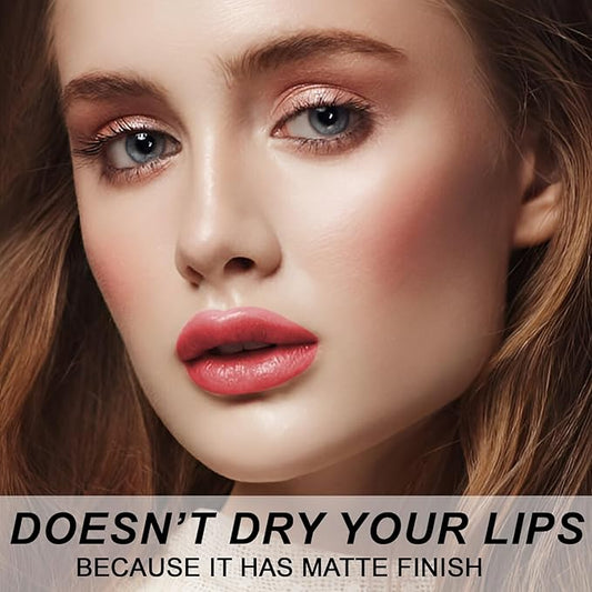 Matte Bullet Long Wear Lipstick - Vegan and Cruelty-Free - Smudge and Waterproof Matte Lipstick with Moisturizing Formula - All Day Comfort - (Spicy Coral #05)