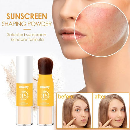 Mineral Sunscreen Setting Powder, Powder Brush On Sunscreen for Face, Powder SPF 35, Lightweight, Long Lasting, Smooth, Oil Control, Natural Matte Finish, Breathable for Scalp (Medium)