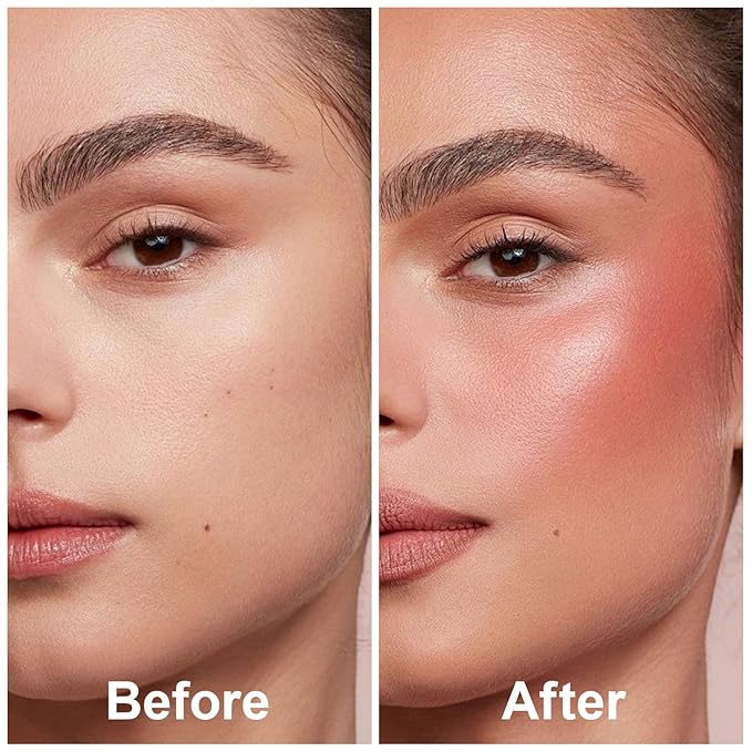 Sunscreen Mineral Blush Powder, SPF 35, Talc-Free, Loose Powder Blush, Buildable Lightweight Coverage, for Matte Base Makeup (#07 Shine Rose BlushMakeup)