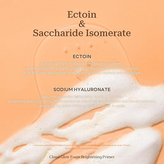 Hydrating Face Prime, Cloud Glow Foam Prime For Flawless, Smooth Skin, Mousse Foam Base, Blur + Pore Minimize+ Fine Lines,Moisturizing & Smoothing Primer With Sodium Hyaluronate