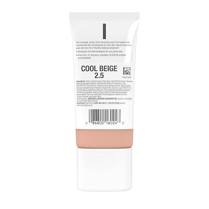 Neutrogena Clear Coverage Flawless Matte CC Cream, Full-Coverage Color Correcting Cream Face Makeup with Niacinamide (b3), Hypoallergenic, Oil Free & -Fragrance Free, Cool Beige, 1 oz