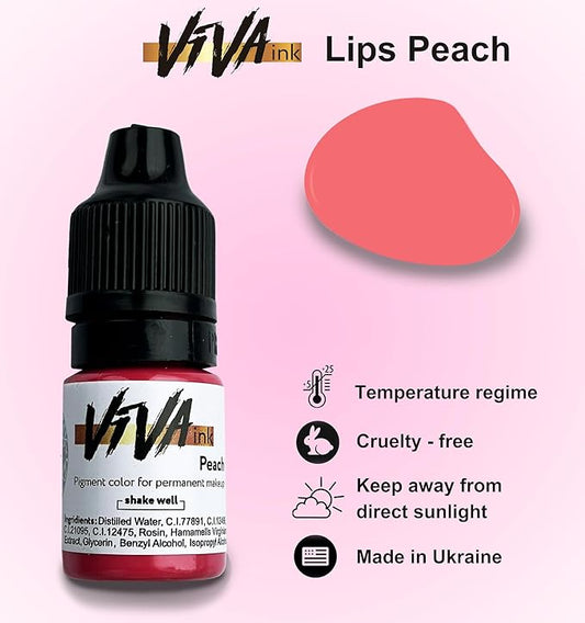 Lip Pigment – Peach – Permanent Lip Makeup – Microblading Ink for Durable and Colorful Lips – Long Lasting Color Lip Cosmetics (0.2 oz)