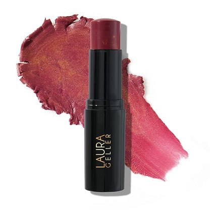 LAURA GELLER NEW YORK Italian Marble Blush Makeup Stick | Cream Finish Marbleized Blush for Cheeks, D'oro Berry