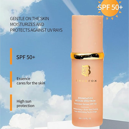 4 in 1 Foundation Liquid,4 in 1 Cosmetics Foundation Liquid with SPF 50,Medium Coverage,Longwearing & Waterproof, Hydrating Color Changing Spectrum Achieve Flawless Skin (2PCS)