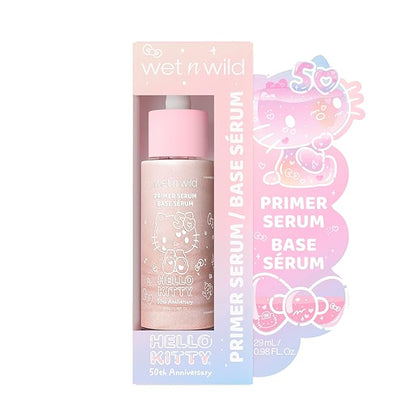 wet n wild Hello Kitty Primer Serum, Infused Vitamin E & Diamond Powder for Long-Lasting Hydration, Warm Apple Pie Lightly Scented, Cruelty-Free & Vegan