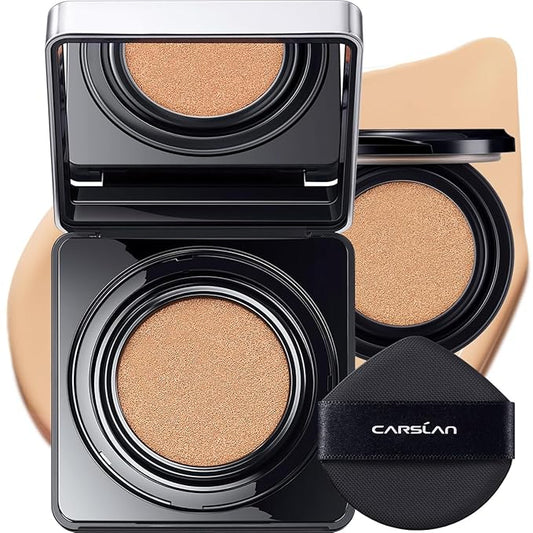 Black Magnet Cushion Foundation - Full Buildable Coverage, Moisturizing, Lightweight, 18H Long-Lasting Glow Looking, Refill Included, K01.Warm Fair