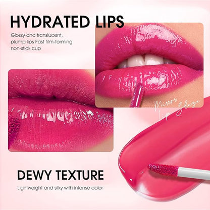 LANGMANNI 12Pcs Lip gloss Collection Makeup Set, Shiny Smooth Soft Liquid Lip Glosses Lip Stain With Rich Varied Colors For Girls And Women Makeup (Glossy-A)